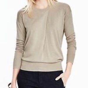 BR silk cashmere draped front pullover.